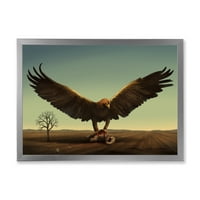 Designart 'Open Wings Roc Bird in Wild' Farmhouse Framed Art Print