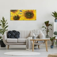 Vivid Sunflower Blooms Trio Botanička I Cvjetna Grafička Umjetnička Galerija Umotano Platno Print Wall Art