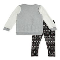 Ženski Fau krzneni džemper i komplet odjeće s štampanim tajicama, 2 komada, veličine 4-10