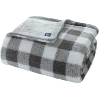 Chaps Plaid Sherpa Bed deka - reverzibilna do čvrste plišane-sive veličine Twin 90