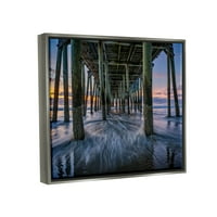 Stupell Under Pier Beach Waves Photography Landscape Photography Grey Floater Framered Art Print Wall Art