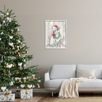 Stupell Industries francuski buldog Santa Claus šešir Svečani božićni vijenac, 30, dizajn Debi Coules