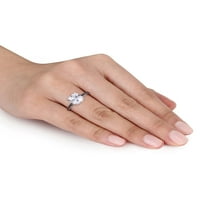 2-Carat T. G. W. stvorio bijeli safir i crni dijamant-Accent 10kt koktel prsten od bijelog zlata