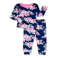 Spavajte na njenoj djevojčici Toddler Super Mekani strogi fit pidžama, dvodijelni, veličina 2T-4T