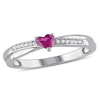 Carat T. G. W. stvorio Ruby i dijamant-naglasak srebra srce prsten