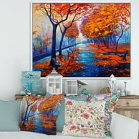 Narandžasti jesenji pejzaž sa Little Road III uokvirenom slikom na platnu Art Print