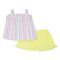Wonder Nation Baby Girls & Toddler Girls Tank Top & Lace Shorts, Komplet Odjeće