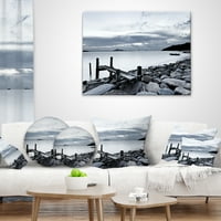 Dizajnerska morska morska mosta iz stjenovitog plaže - pejzažni jastuk od tiskanog bacanja - 12x20