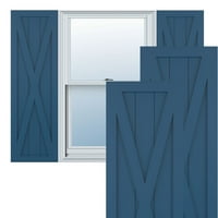 Ekena Millwork 18 W 33 H True Fit PVC Jednostruka X-ploča seoska kuća sa fiksnim nosačem, boravak plava