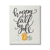 Stupell Industries happy Fall Y'all Phrase Pumpkin Trio Autumn Vegetables, 48, Design by Fearfully Made Creations