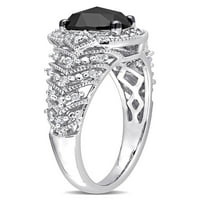 Carat T. W. crno-bijeli dijamant 10k bijeli Zlatni oreol zaručnički prsten