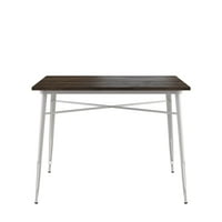 Pravougaoni Fusion trpezarijski sto, Belo metalno drvo sa trpezarijskim stolicama, Set