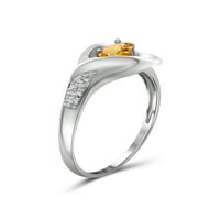 JewelersClub Citrin Prsten Birthstone Nakit-0. Karat Citrin 0. Srebrni prsten nakit sa bijelim dijamantskim