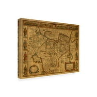 Crvena Atlas dizajna 'Karta mongolije 1676' platna umjetnost