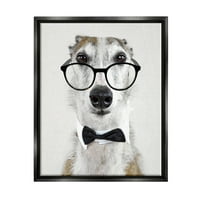 Stupell Funny Dog Formalne Naočare Za Leptir Mašne Životinje I Insekti Slikarstvo Crni Plutač Uokviren Art