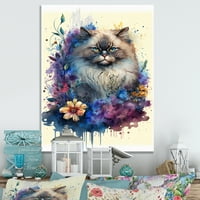 Designart slatka perzijska mačka cvjetna Umjetnost II platnena zidna Umjetnost