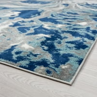 Savremeni tepih apstraktna plava, kremasta dnevna soba lako se čisti