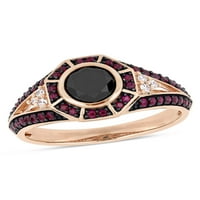 Carat T. G. W. Ruby i Carat T. W. crno-bijeli dijamant 10kt prsten od ružičastog zlata