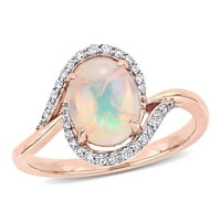Miabella ženski karat plavi Etiopski Opal karat dijamant 10kt Rose Gold Crossover Halo prsten