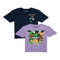 Minecraft Boys blokovi kratke rukave grafički T-Shirt, 2-Pack, veličine XS-XXL