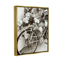 Stupell Industries cvijet cvijet natkriveni bicikl Vintage Neighborhood fotografija fotografija metalik zlato