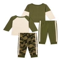 Garanimals Baby Boy majica i komplet odjeće za Džogere sa trakom, 4 komada, veličine 0 3M-24M