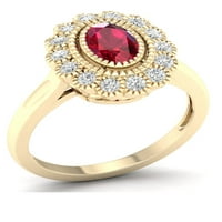 Imperial dragi kamen 10k žuto zlato Rubin i bijeli safir cvijet Burst ženski prsten