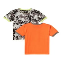 Izbijeljeni Dječaci Kratkih Rukava Grafički Ringer T-Shirt, 2-Pack, Veličine 4-16
