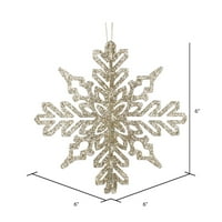 Vickerman 6 Šampanjac 3D Glitter Snowflake božićni ukras, set od 3
