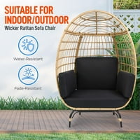 Serenelife Home izdržljiva i meka Crna viseća podloga za unutrašnju i vanjsku stolicu od jaja od ratana