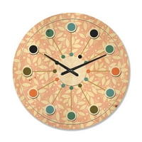 Designart 'Floral Retro Pattern V' Mid-Century Modern Wood Wall Clock
