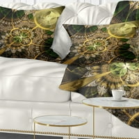 Designart tamno zeleni i Zlatni fraktalni cvijet - cvjetni jastuk-18x18