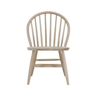 Linon Garrett stolice za ručavanje od punog drveta Windsor, Set od 2, nedovršena završna obrada
