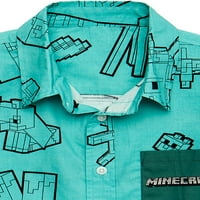 Minecraft Boys tkana košulja sa kratkim rukavima, veličine 4-18