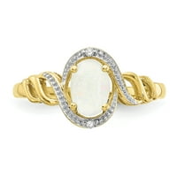 Primal Gold Karat žuto zlato Opal i dijamantski prsten