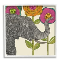 Stupell Industries Floral Elephant Wildlife competitive Paisley Patterns Shapes Graphic Art White Framedred