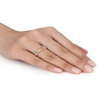 1-karat T. G. W. višebojni dragi kamen i bijeli Topaz žuto-Platirani polu-vječni prsten od srebra