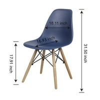 Dizajnerska grupa Mid Century plava plastična DSW bočna stolica bez ruku sa drvenom nogom za kuhinjsku trpezariju,