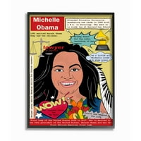 Stupell Industries ženski lideri činjenice Michelle Obama feministički dizajn ikona uokvireni zidni umjetnički