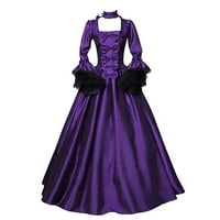 Halloween Srednjovjekovna vintage haljina za žene Gotic haljina s dugim rukavima Duge haljine kraljica vitorijarska