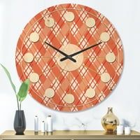 Designart 'Checkered Retro Pattern I' Mid-Century Modern Wood Wall Clock