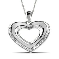 JewelersClub Bijeli Dijamant Naglasak Srebra Otvoreno Srce Privjesak, 18
