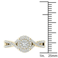 Carat T. W. Diamond Criss-Cross Shank Halo klaster 10kt zaručnički prsten od žutog zlata