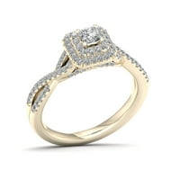 1 2CT TDW Princess Cut Diamond 10k zaručnički prsten od žutog zlata sa uvijanjem