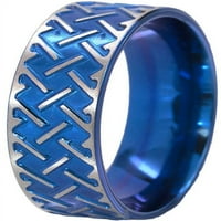 Ravni prsten od titanijuma sa brušenim Keltskim dizajnom Eloksiranim u plavoj boji