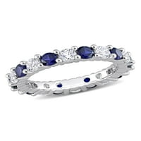 3-karat T. G. W. stvorio plavo-bijeli safir Sterling srebra vječnost prsten