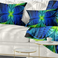 Designart plavo zeleno Fraktalno vitraž - apstraktni jastuk za bacanje - 12x20