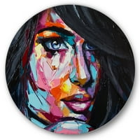 Designart 'Sažetak šareni Fantazijski portret mlade žene II' moderni krug metalni zid Art-disk od 29