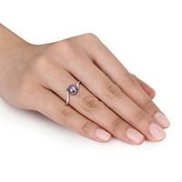 Miabella ženski crni kultivirani slatkovodni biser i bijeli Topaz Sterling Silver Crossover prsten