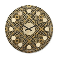 Designart 'Metallic Golden Luxury Geometrics XII XX' Mid-Century Modern Wood Wall Clock